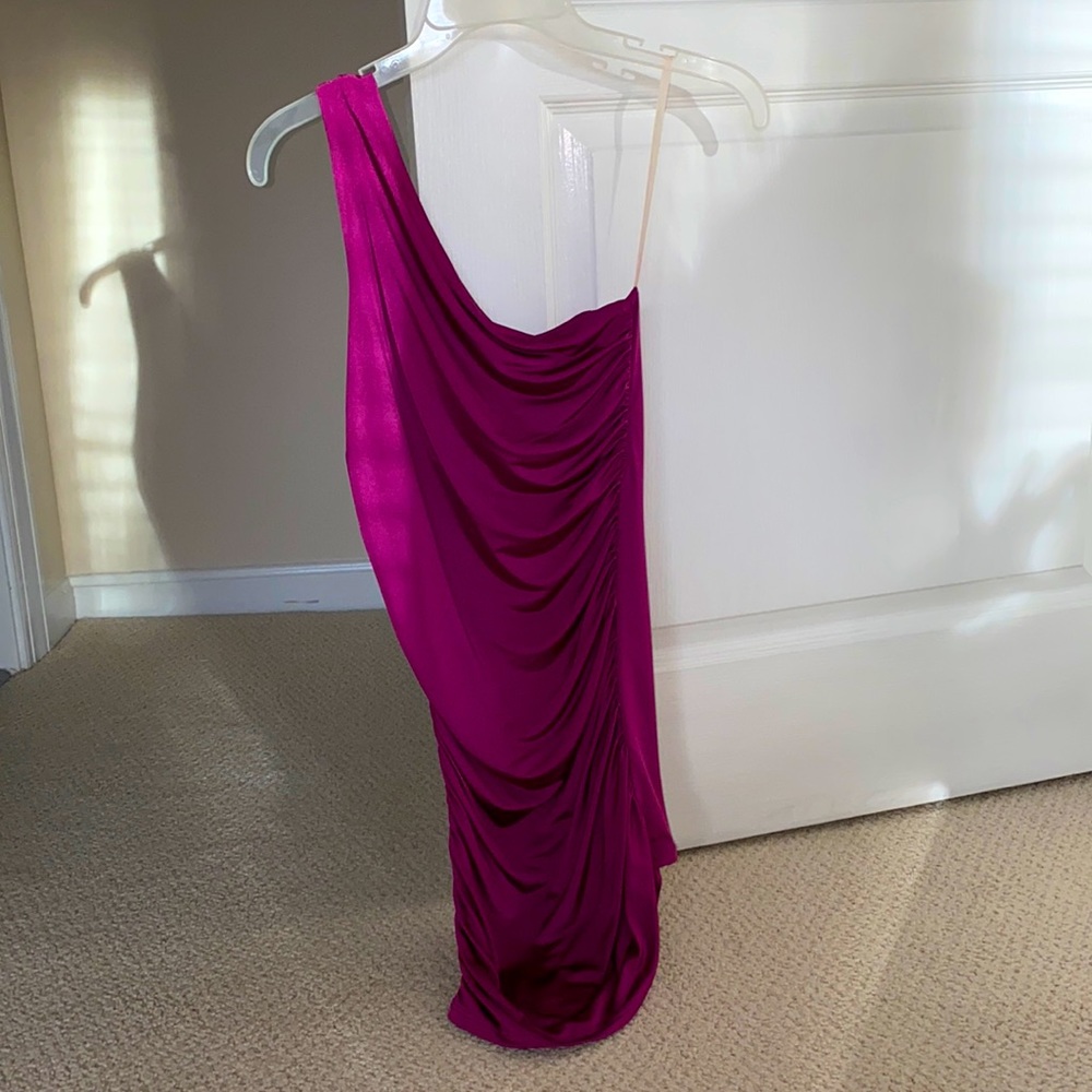 Magenta One Shoulder Mini Dress